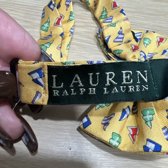 Lauren Ralph Lauren Yellow Silk Bow Tie w/ A Nautical Signal Flag Pattern - Picture 4 of 6